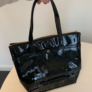 Black Embossed Patent Leather Shoulder Bag Kate Spade